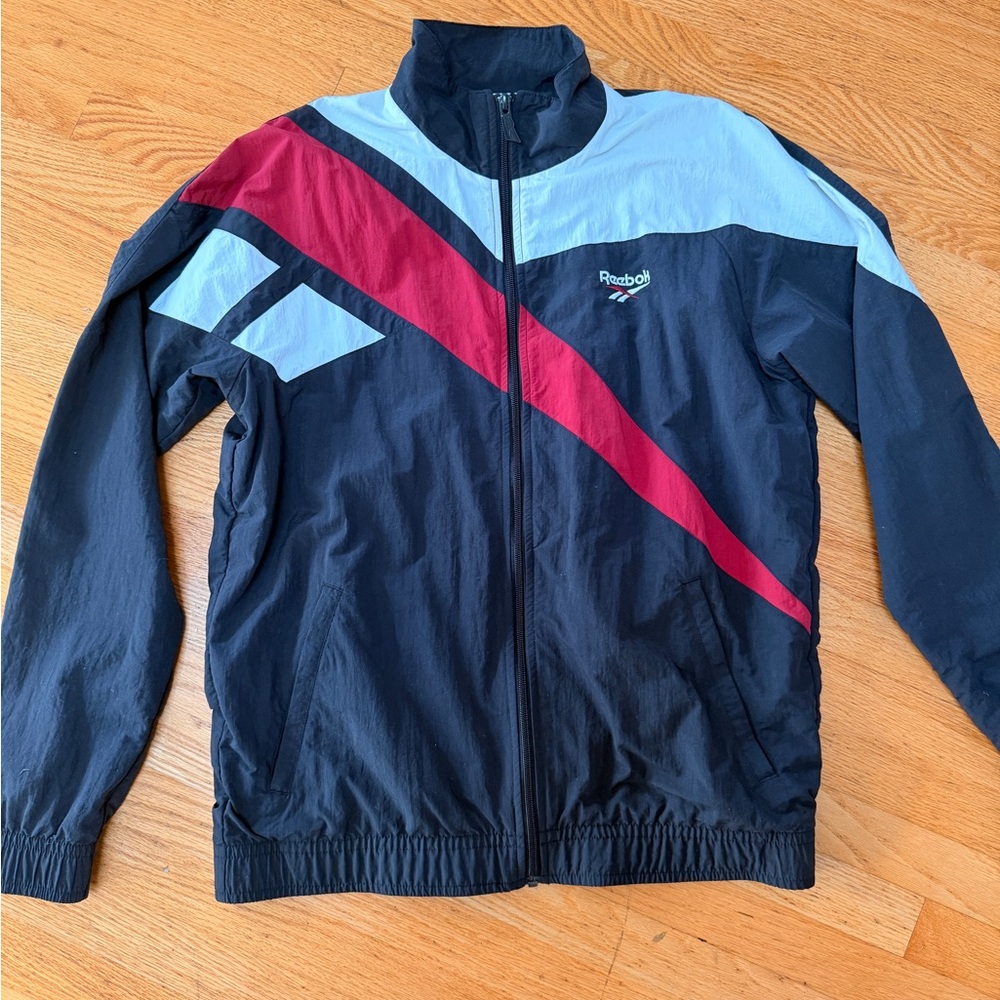 Reebok Men's Black Red Retro Style Windbreaker (M)